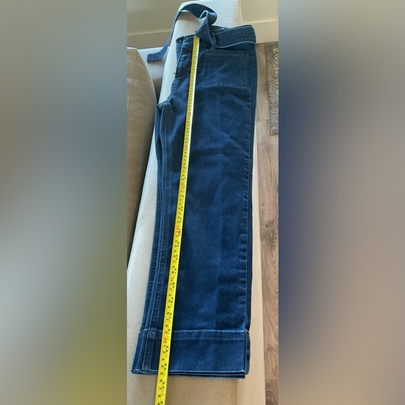NWOT LOFT Dark Blue Belted, High waist straight ankle jeans. - Picture 5 of 7